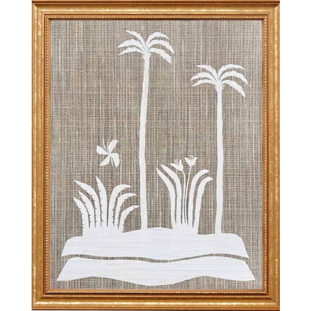 Abstract original hand cut grasscloth collage by Charleston based artist Haley Mathewes