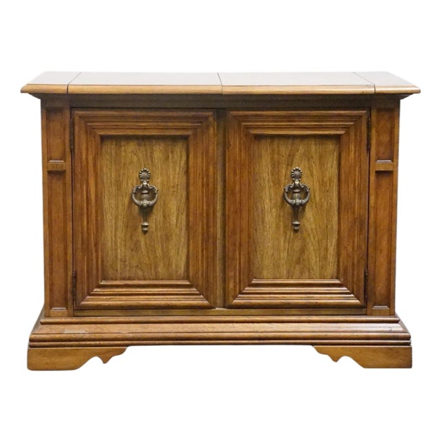 Stanley Furniture Walnut Italian Mediterranean Style 62" Flip Top Server Buffet For Sale