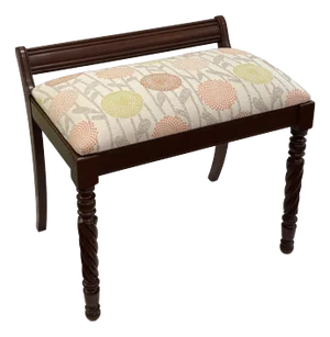 1930’s Floral Cherry Bench- Newly Upholstered