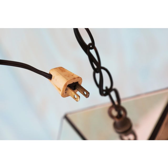 Glass Vintage 1960s Custom Hexagon Mirror Lamp Swag MCM Retro For Sale - Image 7 of 7