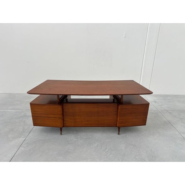 Mid-Century Italian Wood and Brass Desk from La Permanente Mobili Cantù, Italy, 1950 For Sale - Image 6 of 12