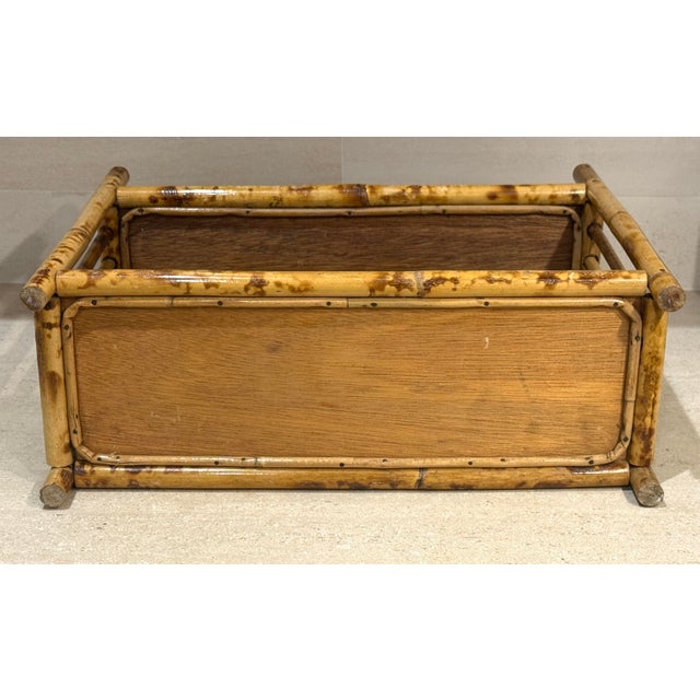 Tortoise Rattan Burnt Bamboo Wall or Tabletop Shelf For Sale - Image 12 of 12