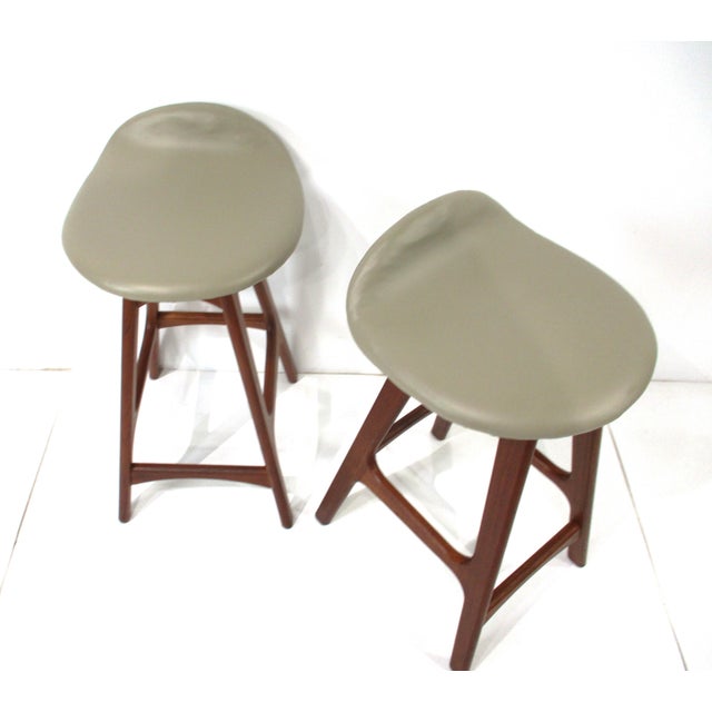 Eric Buck Bar Stools Teak Upholstered for o.d. Mobler Denmark For Sale - Image 9 of 13