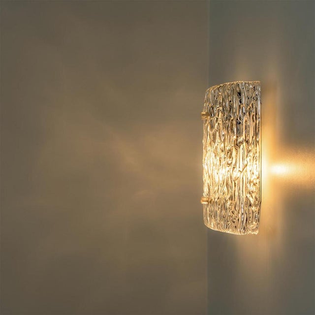 Wave Textured Glass Silver Wall Light by J. T. Kalmar for Kalmar, 1970s For Sale - Image 10 of 14
