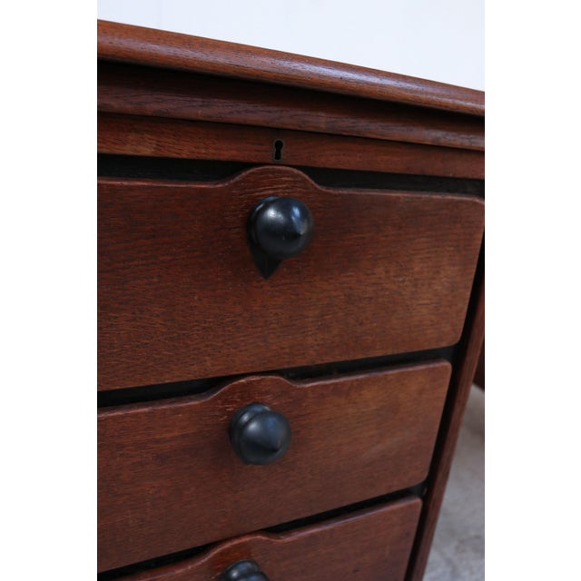 Dutch Oak Pedestal Desk by H. Pander & Zonen, 1920 For Sale - Image 10 of 18