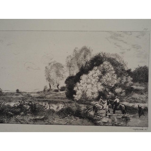 After JB Camille Corot, Riders, Engraving, 1873 For Sale - Image 5 of 7