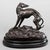 A superb large Mid-Century English bronze tone cast metal Greyhound or Whippet dog sculpture on a wooden base. No maker's...