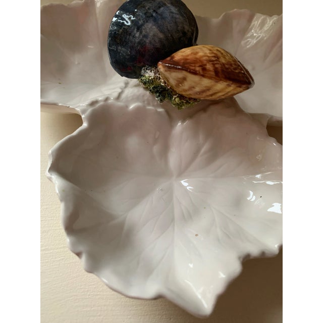 Vintage Mid-Century Italian Ceramic Clam Shell & Leaves Serving Dish For Sale In New York - Image 6 of 9