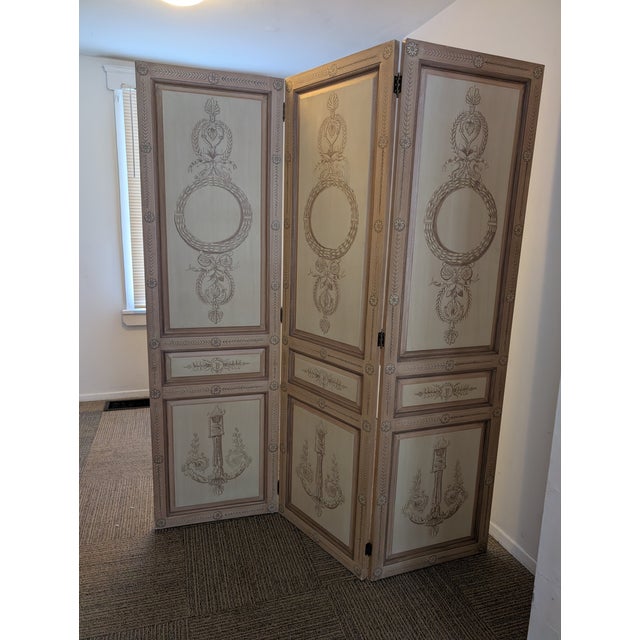 Maitland - Smith Maitland-Smith Hand Painted Regency Room Divider Screen For Sale - Image 4 of 18