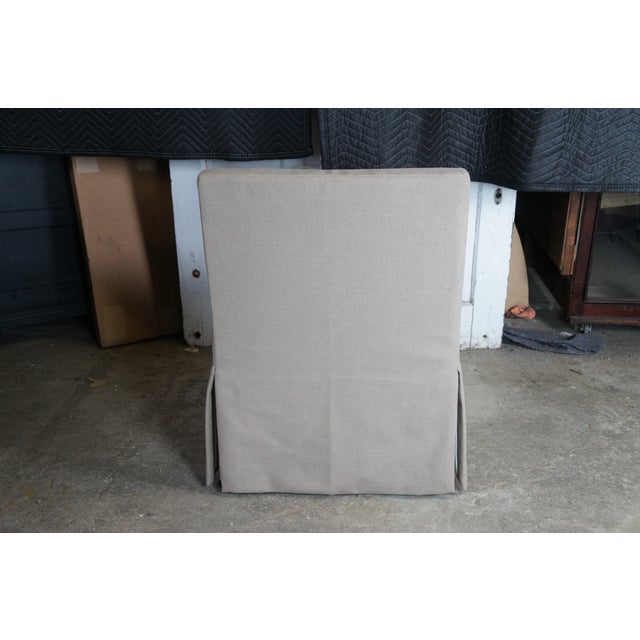 6 Restoration Hardware Modern Low Belgian Track Arm Slipcovered Dining Armchairs For Sale - Image 10 of 13