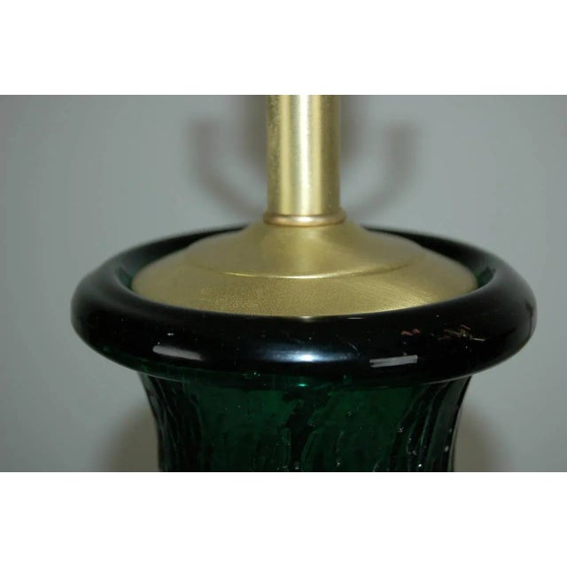 1960s Vintage Murano Glass Craquelure Lamps Green For Sale - Image 5 of 9