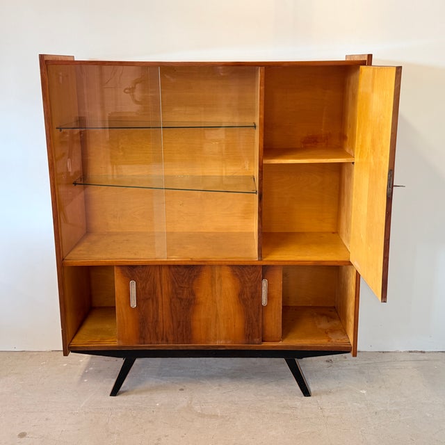 Vintage High-Gloss Highboard with Display Cabinet, 1970s For Sale - Image 4 of 16