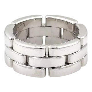 Cartier Maillon Panthere 18k White Gold 8mm Band Ring Size 49-US 4.75 For Sale