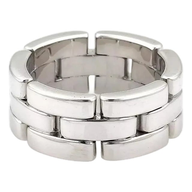 Cartier Maillon Panthere 18k White Gold 8mm Band Ring Size 49-US 4.75 For Sale