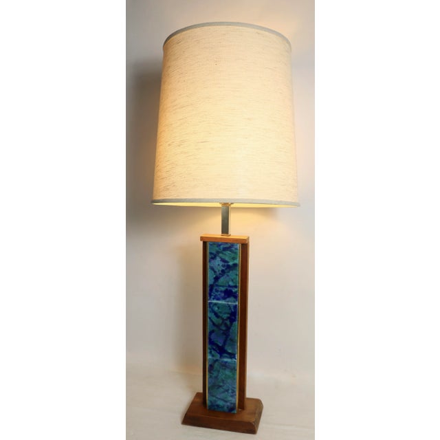 Mid Century Enamel Tile Table Lamp Att. To Harris Strong Circa 1960's For Sale In New York - Image 6 of 9
