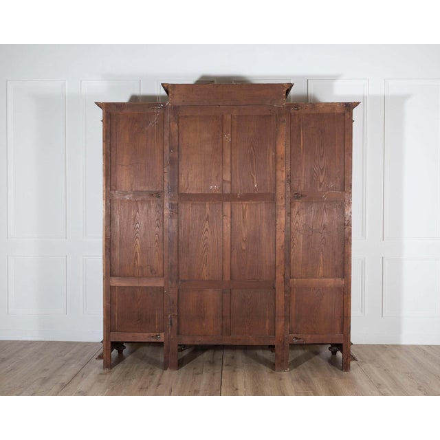 Brown French Solid Walnut Bookcase with Carved Columns, Late 19th Century For Sale - Image 8 of 16