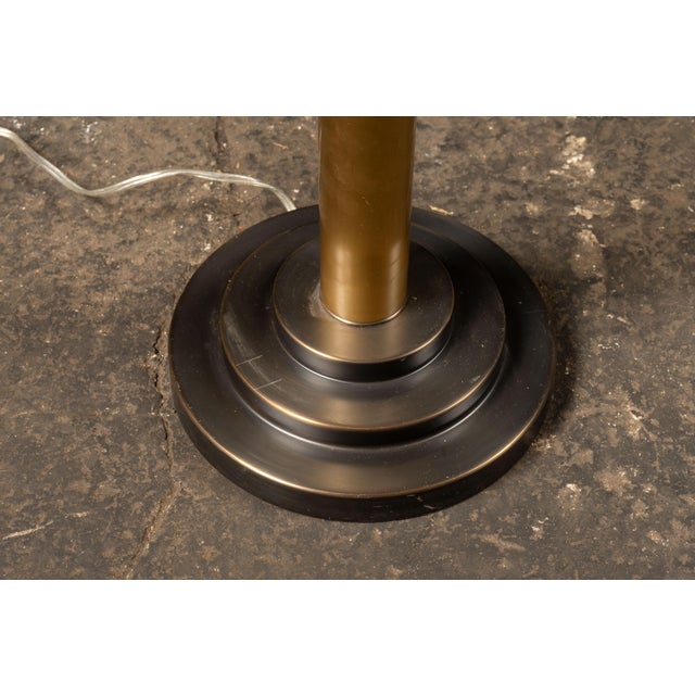 Metal 1970s Modern Brass Floor Lamp With Mica Shade After-Robert Abbey For Sale - Image 7 of 7