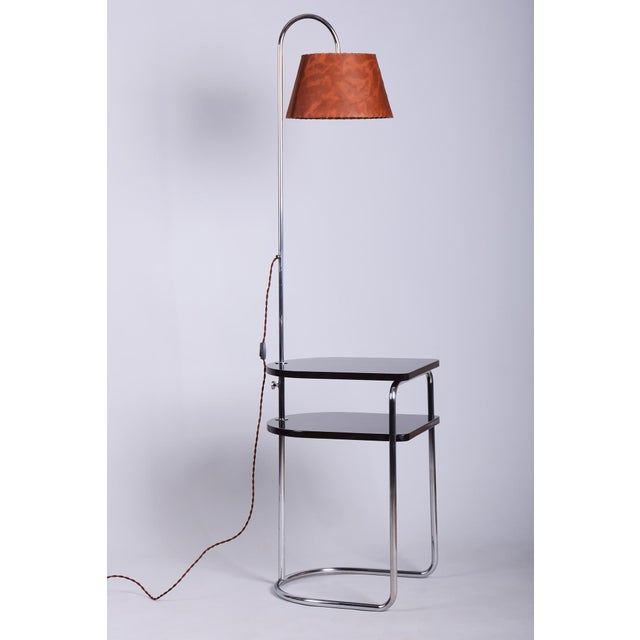 Bauhaus Floor Lamp in Chrome and Oak from Thonet, Czech, 1930s For Sale - Image 16 of 16