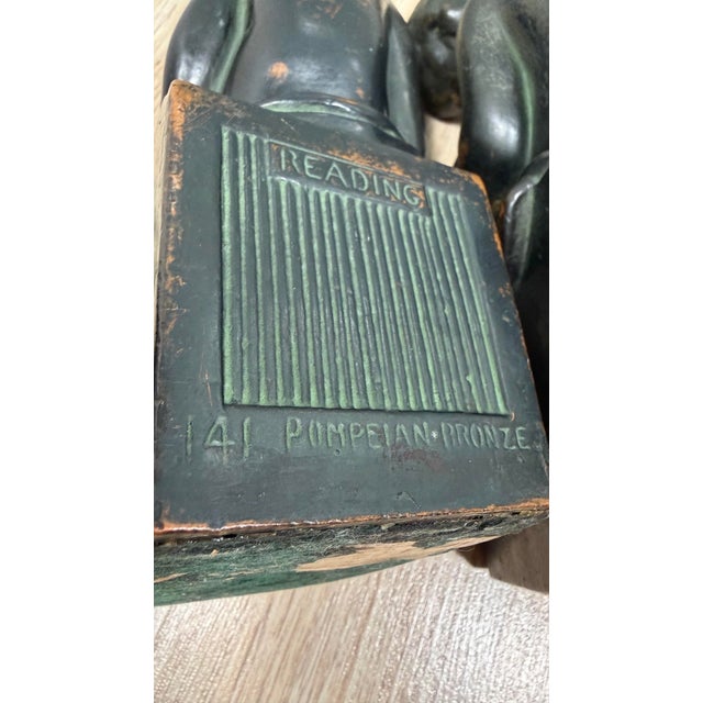 Antique 1920s Art Deco Pompeian Bronze Co. "The Scholar" Bookends – Pair, Model No. 141 For Sale - Image 9 of 11
