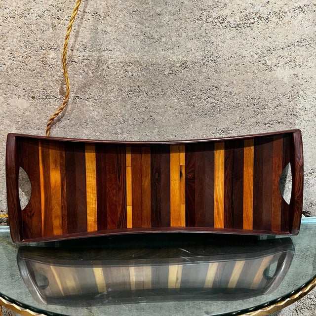 Mid-Century Modern Serving Tray by Don S. Shoemaker, 1980s Exotic Woods For Sale - Image 11 of 13