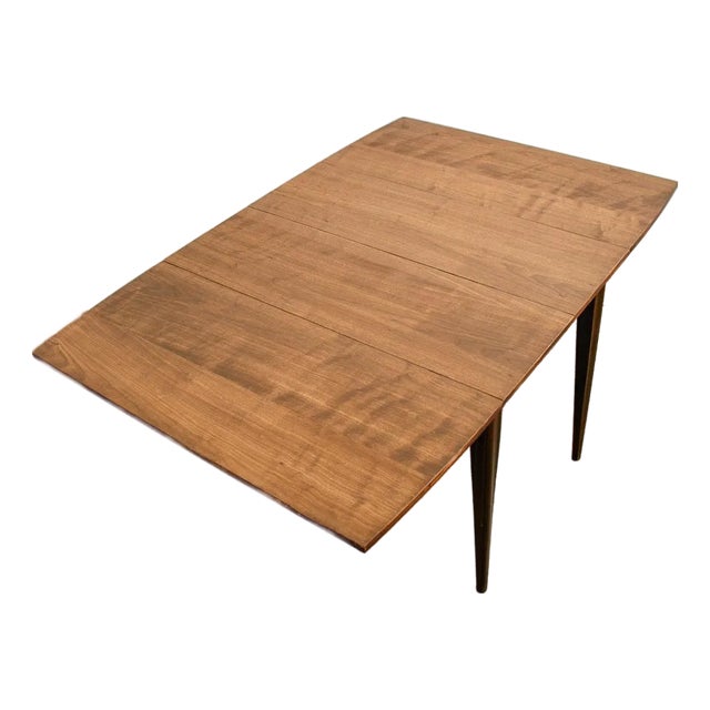 Mid Century Modern Dining Table Broyhill Walnut Drop Leaf X2 Rectangular MCM For Sale