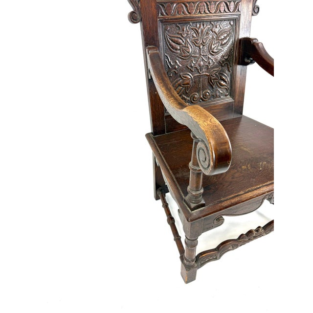 17th Century Museum-Quality 17th-Century Charles II Dated Yorkshire Wainscot Armchair For Sale - Image 5 of 8