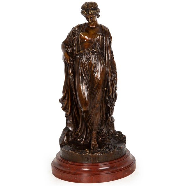 French French Antique Bronze Sculpture of “Sapho” by Jean-Baptiste Clesinger Ca. 1875 For Sale - Image 3 of 18