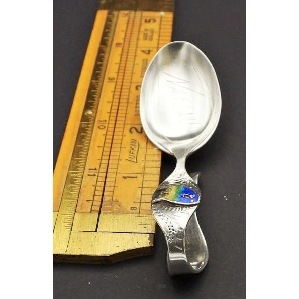1930s Sterling Silver Nassau Bahamas Enameled Dipping Jam or Baby Spoon 1930s English Bm & Co For Sale - Image 4 of 6