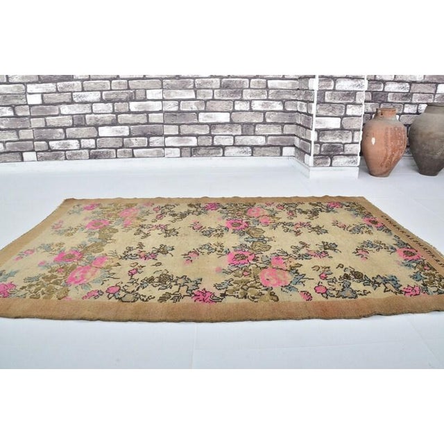 Handmade wool carpet in Turkish Anatolia , Vintage Oushak Rug,Turkish Vintage Anatolian Rug, Handmade wool Rug . One Of...