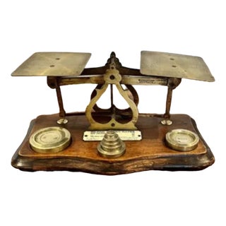 Edwardian Brass Postal Scales & Weights, 1900s, Set of 9 For Sale