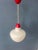 Mid-Century Milk Glass Pendant Lamp with Red Top and Ceiling Cap For Sale - Image 11 of 11