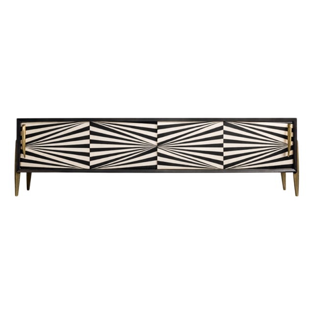 Scandinavian Sideboard in Birch with Hand-Painted Op-Art Pattern, 1960s For Sale