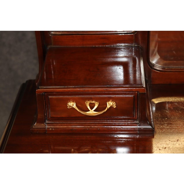 1920's Art Nouveau Mahogany Ormolu Mounted Vanity and Majorelle Stool For Sale - Image 9 of 14