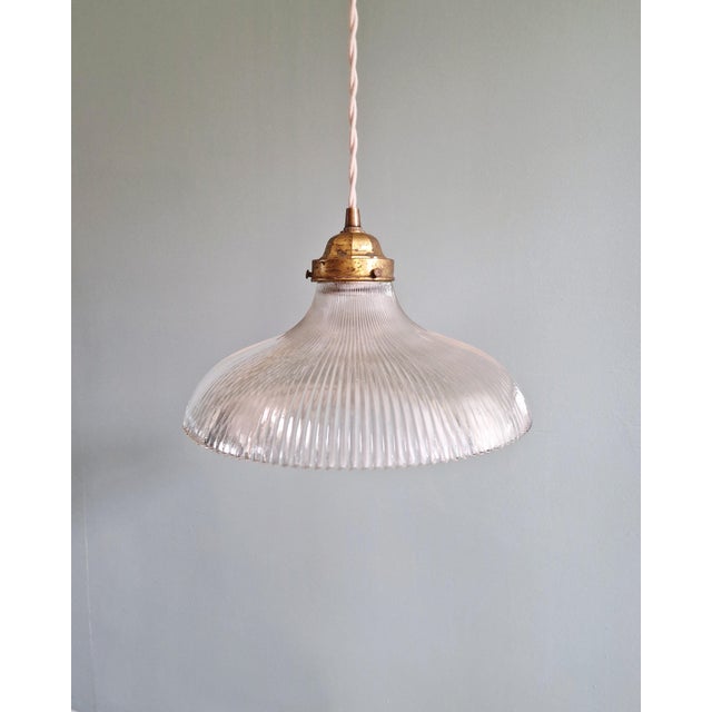 Holophane Pendant Light in Clear Grooved Glass, 1930s For Sale - Image 9 of 12