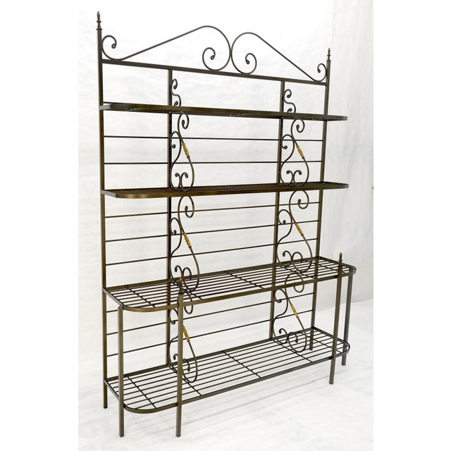 Mid-Century Modern Vintage Steel & Brass Baker's Rack MINT For Sale - Image 3 of 17