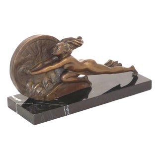 Art Deco Brown Patinated Bronze Figurine For Sale
