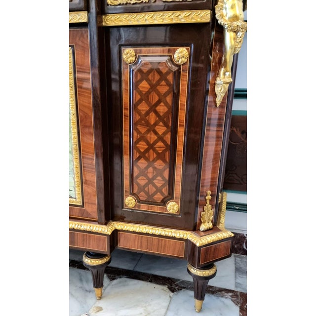 French French Louis XVI Style Sideboard – Heavy Wood, Marble Top, Gilded Bronze & Central Scenic Panel For Sale - Image 3 of 5