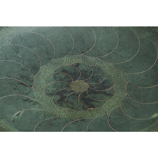 Art Deco Centerpiece Bowl in Verdigris Copper, 1930s For Sale - Image 3 of 12
