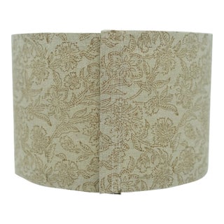 Handmade Brown Jarul Block Print Detachable Drum Lampshade – Drape Style – 3" Top X 13" Bottom X 10" High For Sale