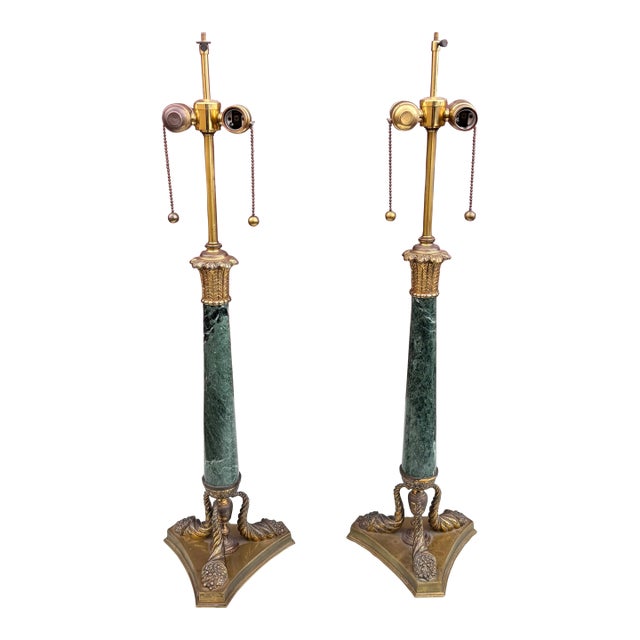 1960s Neoclassical Marble Lamps For Sale