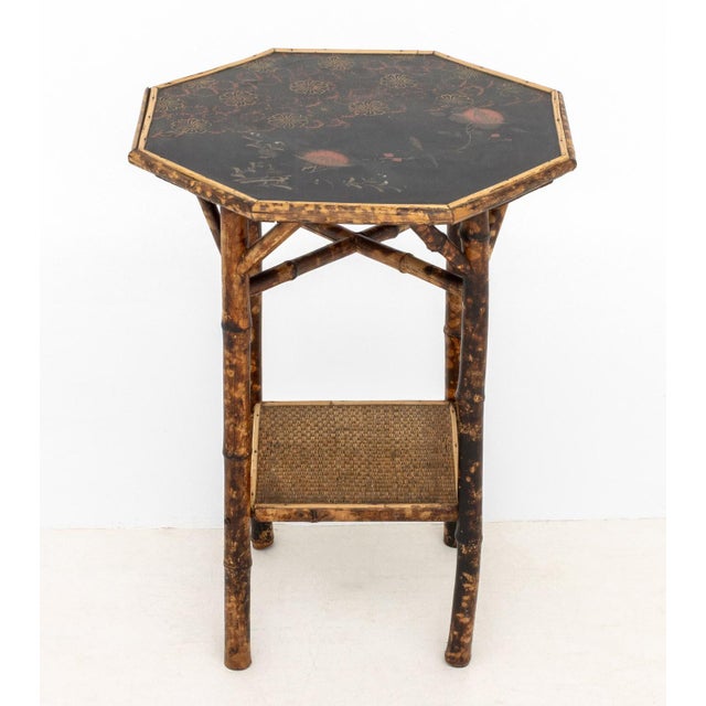 Black Chinoiserie Lacquered Bamboo Lamp Table For Sale - Image 8 of 8