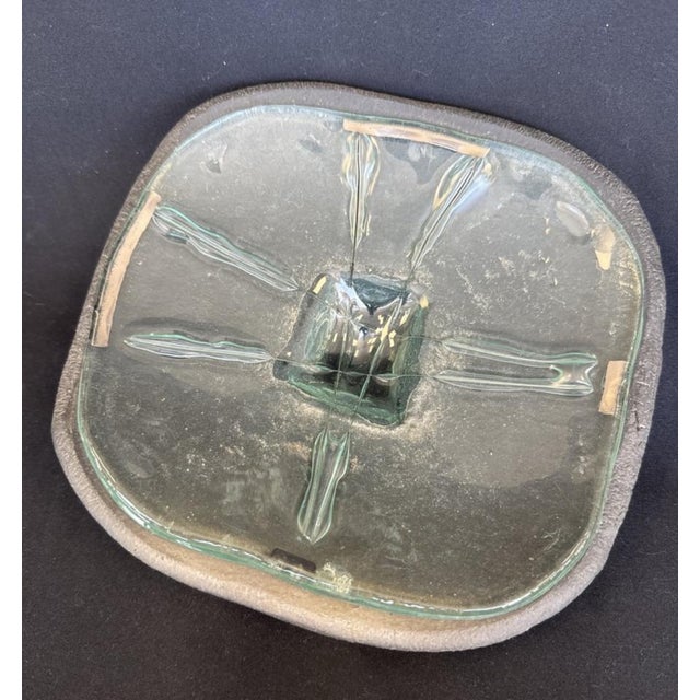 Glass Table Bowl in Ceramic with Glass and Steel Inlay by Jean Fradin, 1970 For Sale - Image 7 of 7