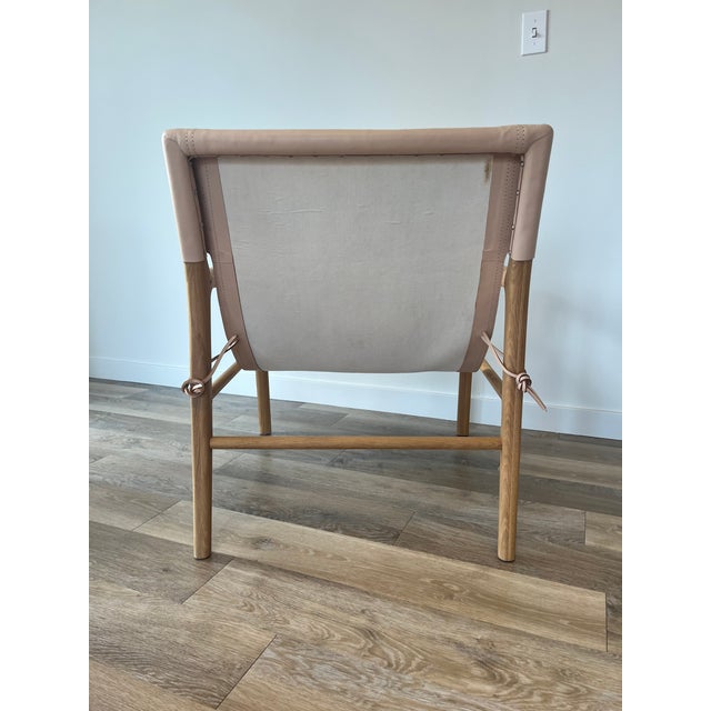 Barnaby Lane Leather and Oak Arm Chair For Sale - Image 4 of 6