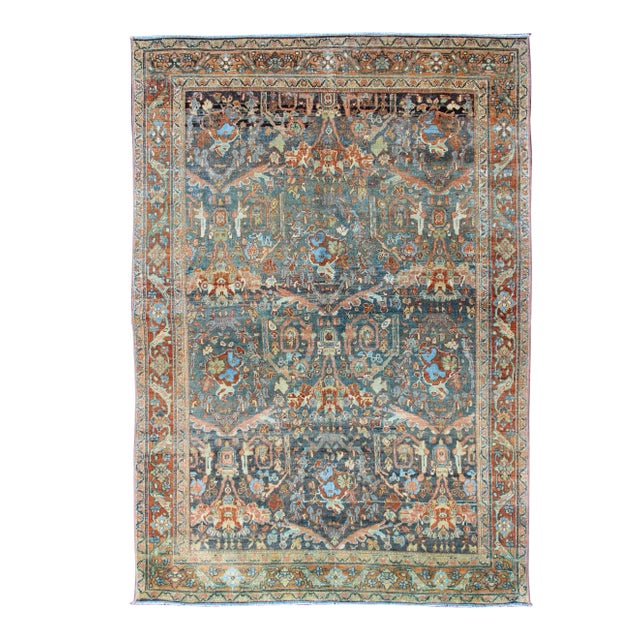 All-Over Design Antique Persian Tabriz Rug With Flowing Florals For Sale