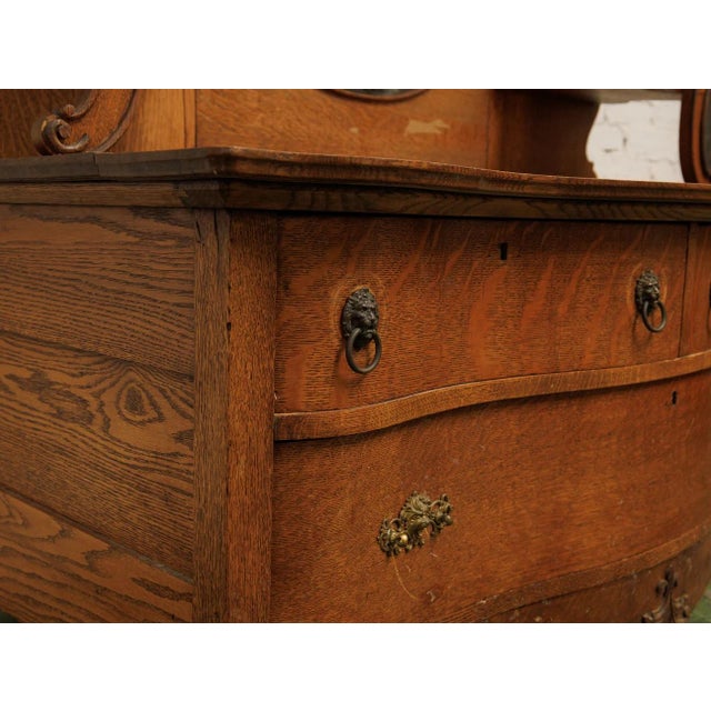 Early 20th Century Tiger Oak French Antique Dresser For Sale - Image 5 of 12