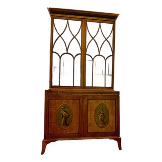 c. 1800 George III Polychromed Bureau Bookcase For Sale