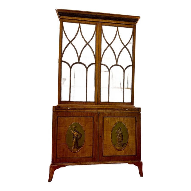 c. 1800 George III Polychromed Bureau Bookcase For Sale
