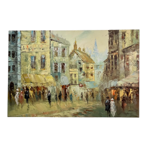 1960s-1970s European Cityscape Impressionist Oil Painting by Lewiy