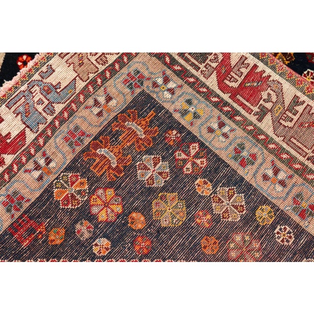 Vintage Persian Tribal Shiraz With Medallion Design on Dark Background 5'3 X 8'4 For Sale - Image 12 of 12