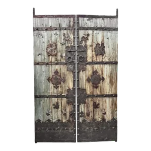 Early 20th Century Mongolian Wood & Iron Door